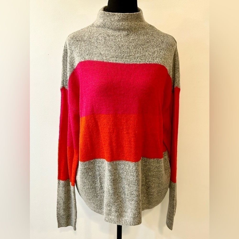 Tribekka 44 Bold Striped Mock Neck Sweater Size Large